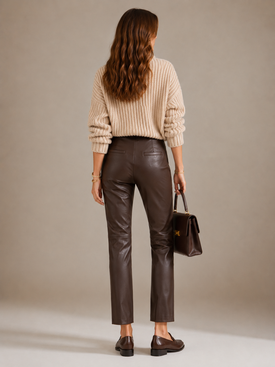 Lederimitat-Hose „Cindessa“ Dunkelbraun