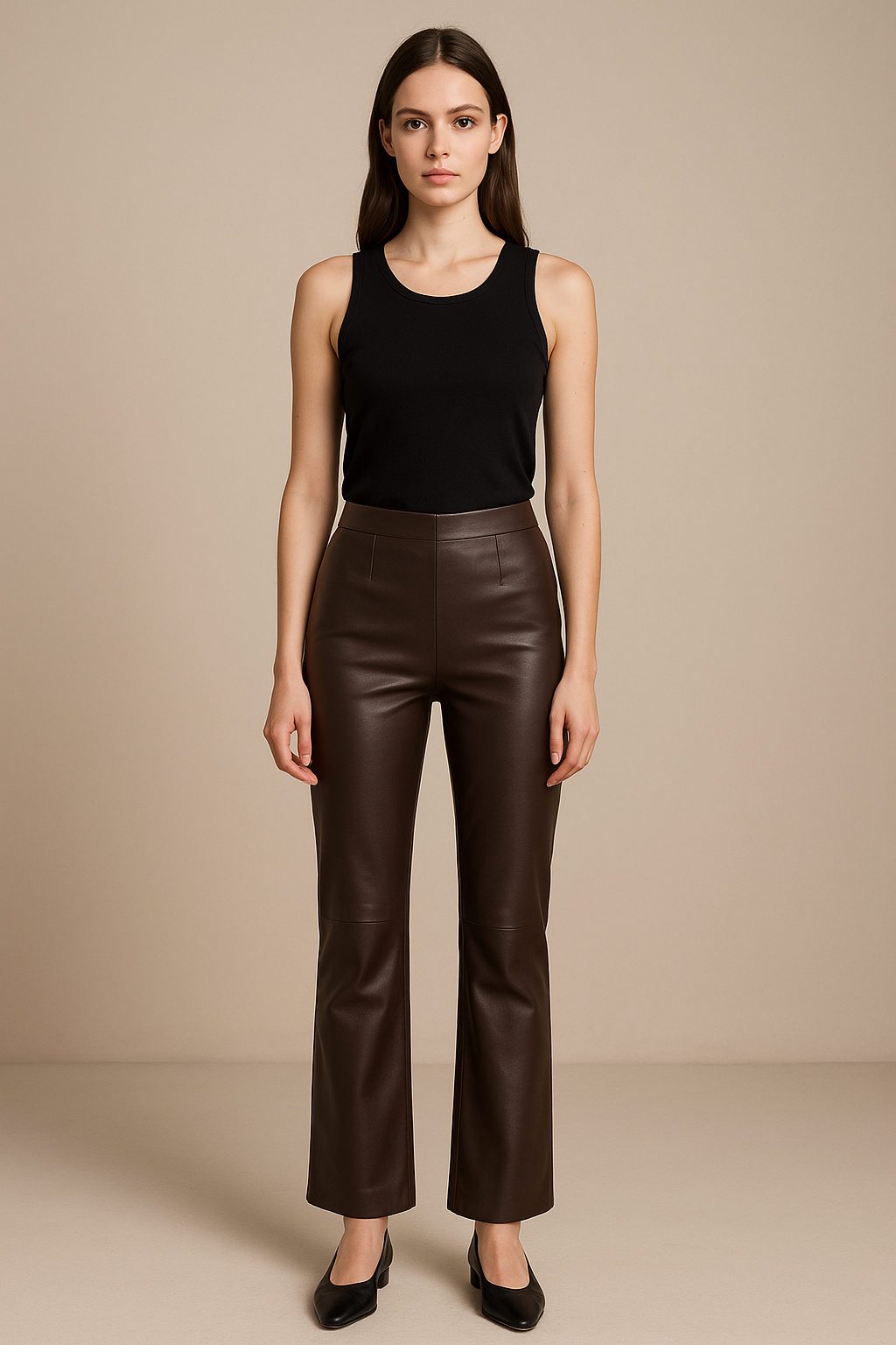 Hose „Cindy Lederimitat“ Schokobraun
