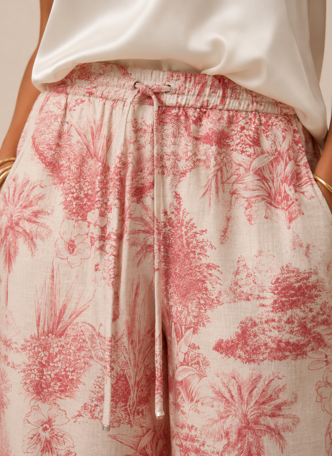 Wide-Leg-Hose „Violetta“ Creme | Rot