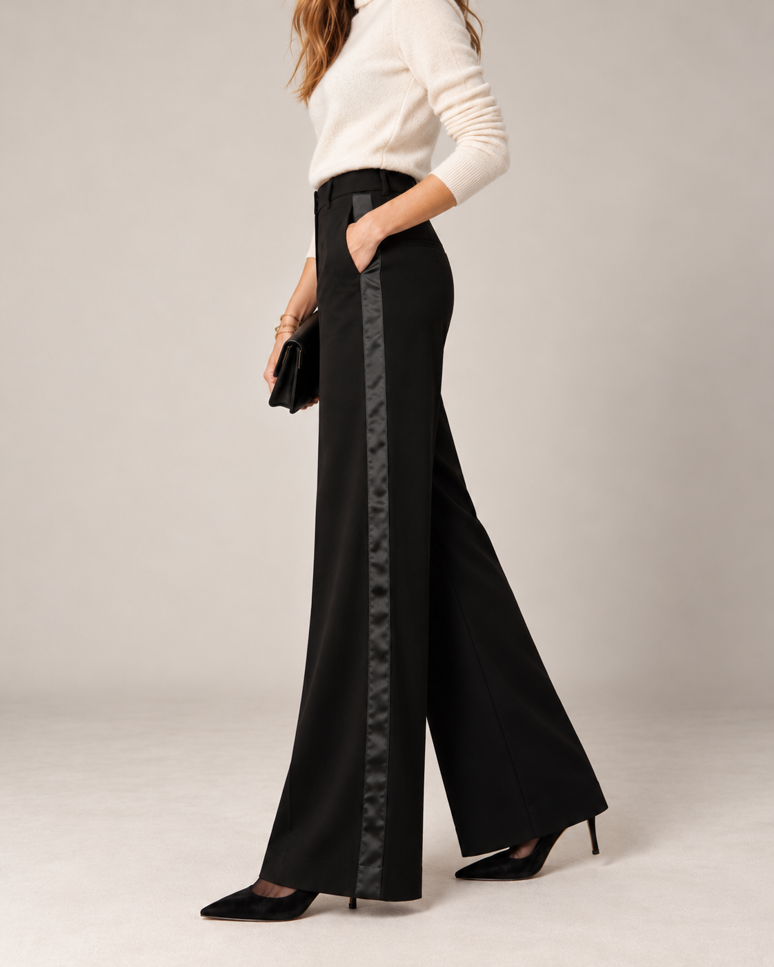 SEDUCTIVE / GLAMOUR: DIE WEITE HOSE „SHILOH STRIPE“ SCHWARZ / Zoomansicht