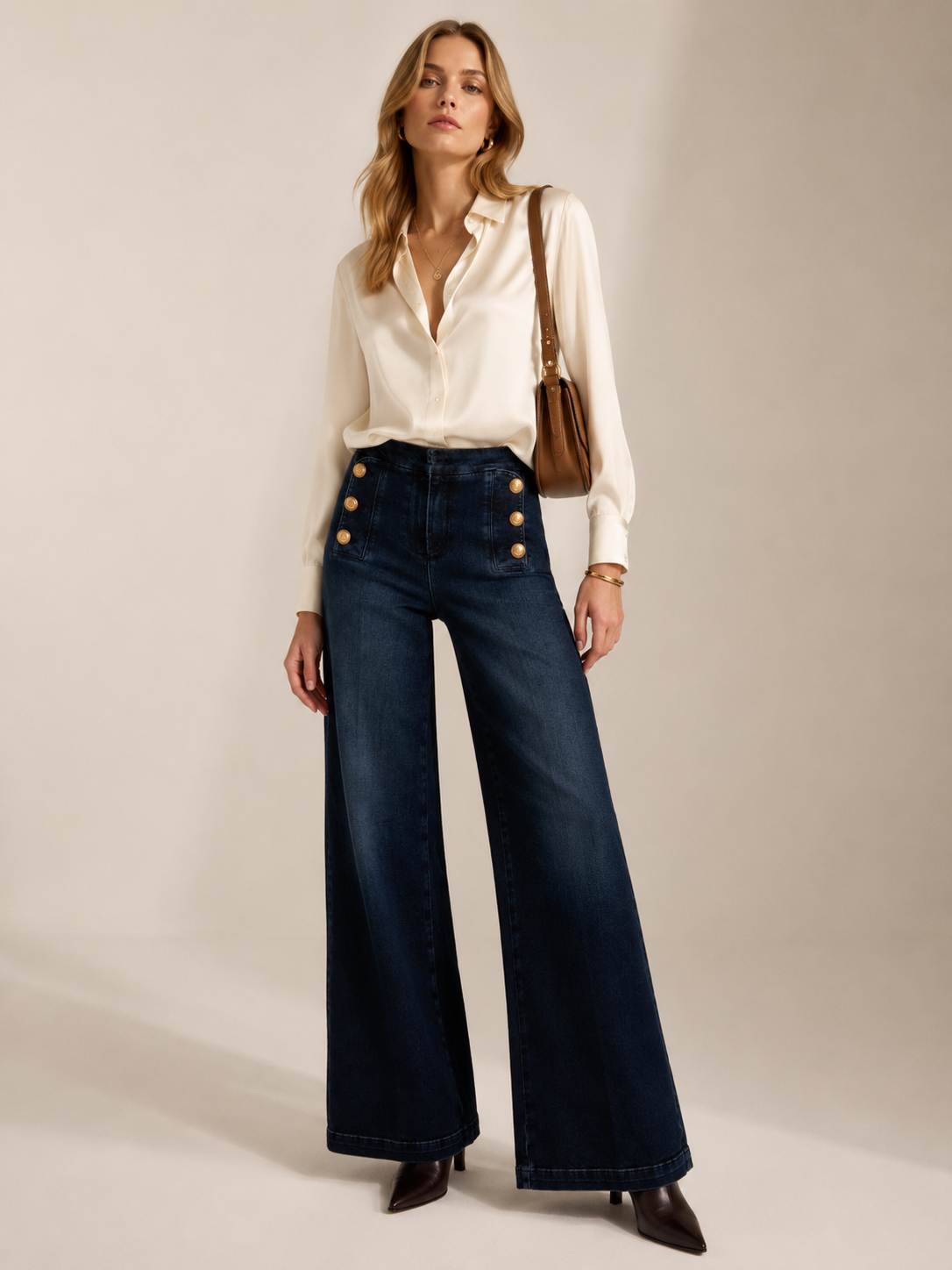 Wide-Leg Jeans „Bridget“ Dunkelblaue | Edle Waschung