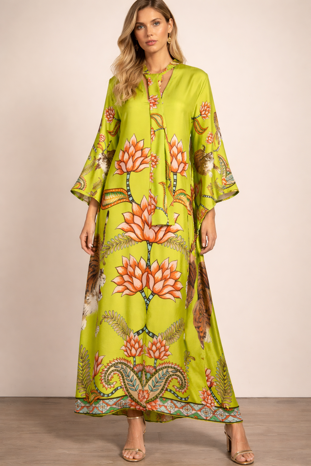 Seiden-Statement-Kleid Grün | Multicolor