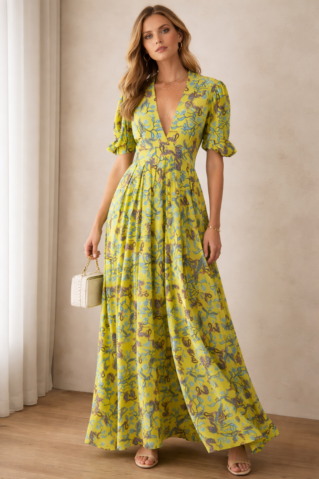 Statement-Maxikleid Grün | Multicolor