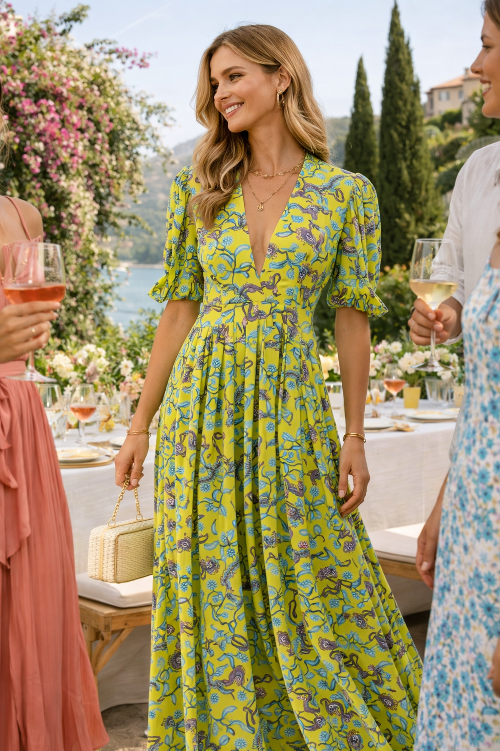 Statement-Maxikleid Grün | Multicolor