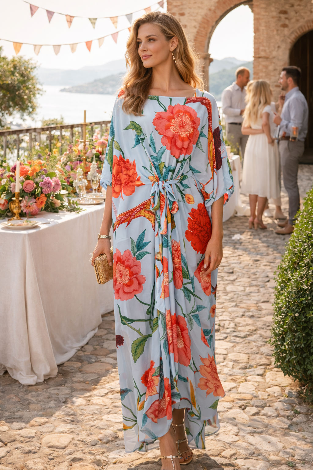 Kaftankleid Hellblau | Multicolor