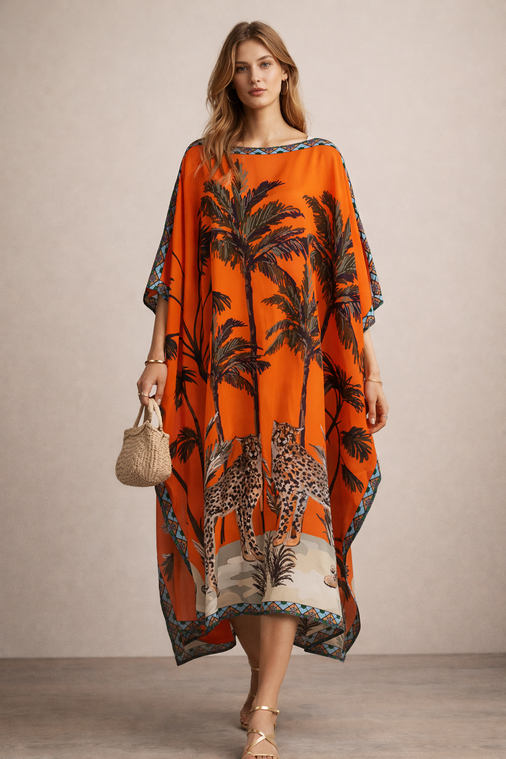 Seidenkaftan Orange | Multicolor