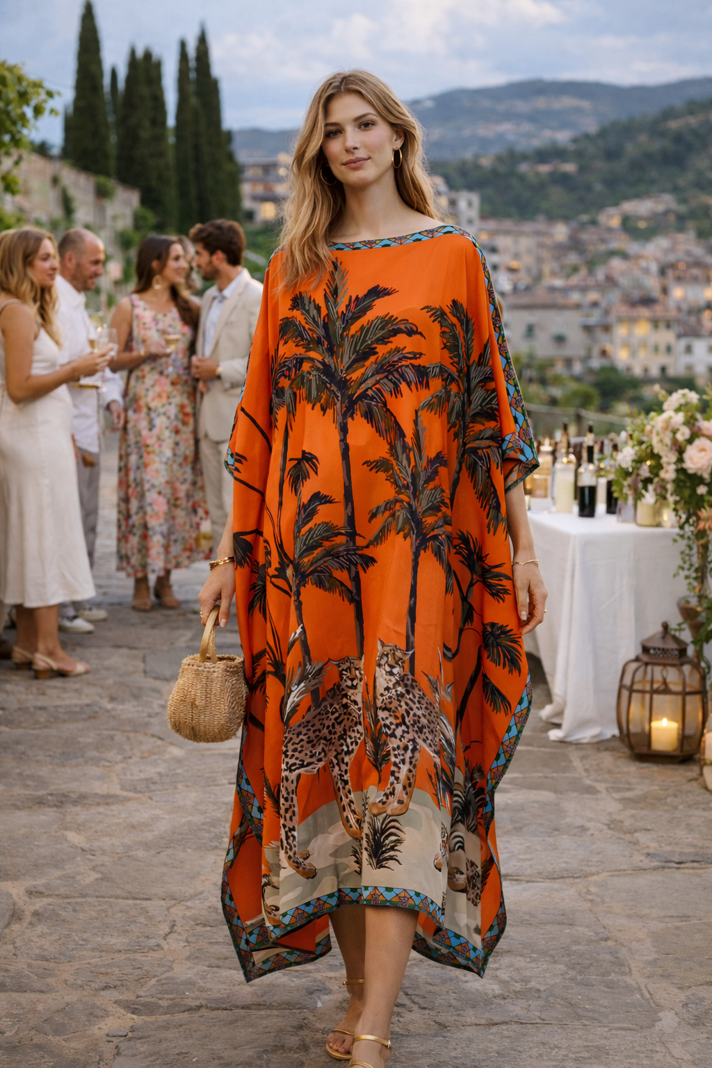Seidenkaftan Orange | Multicolor