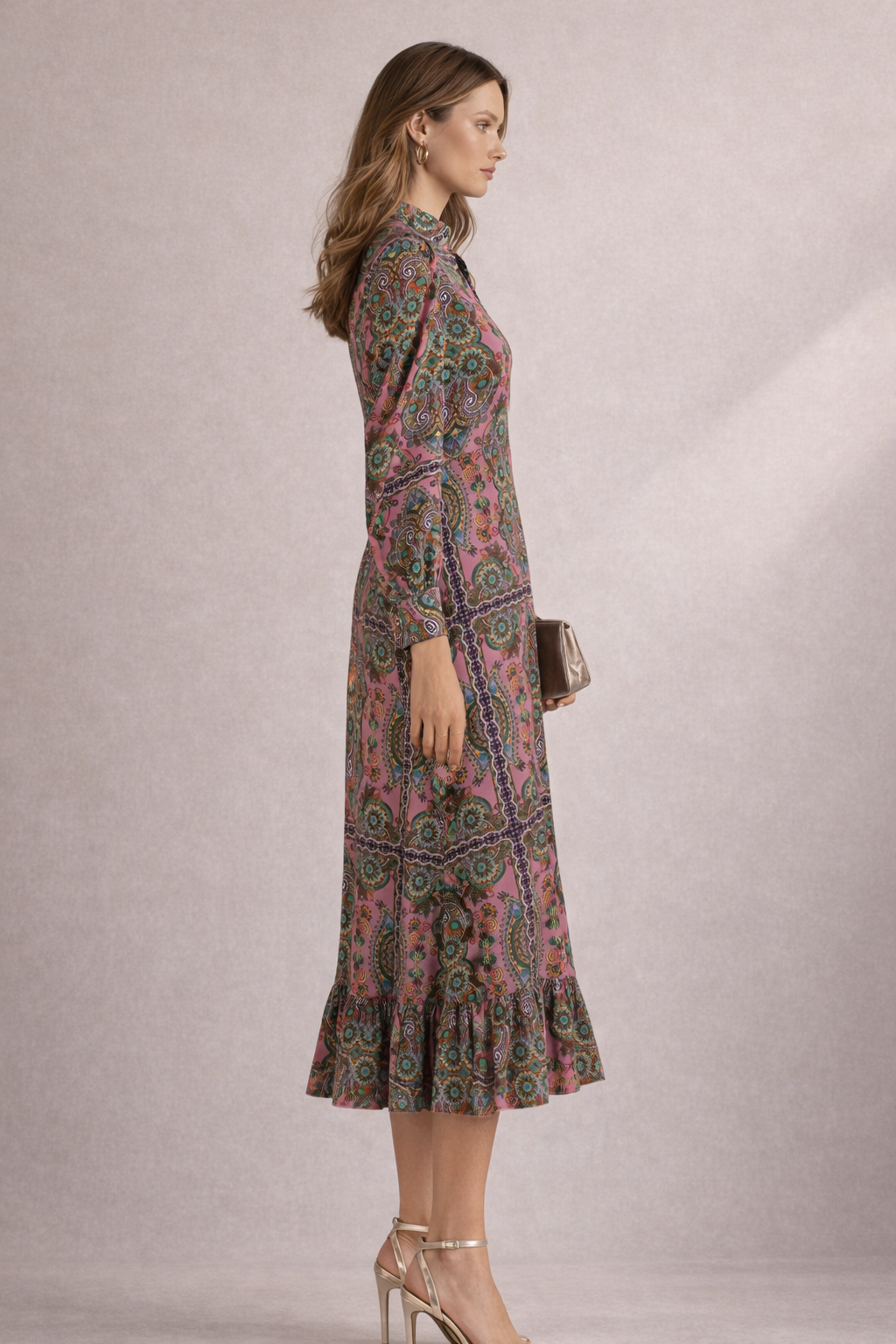Seiden-Georgette-Kleid Pink | Multicolor