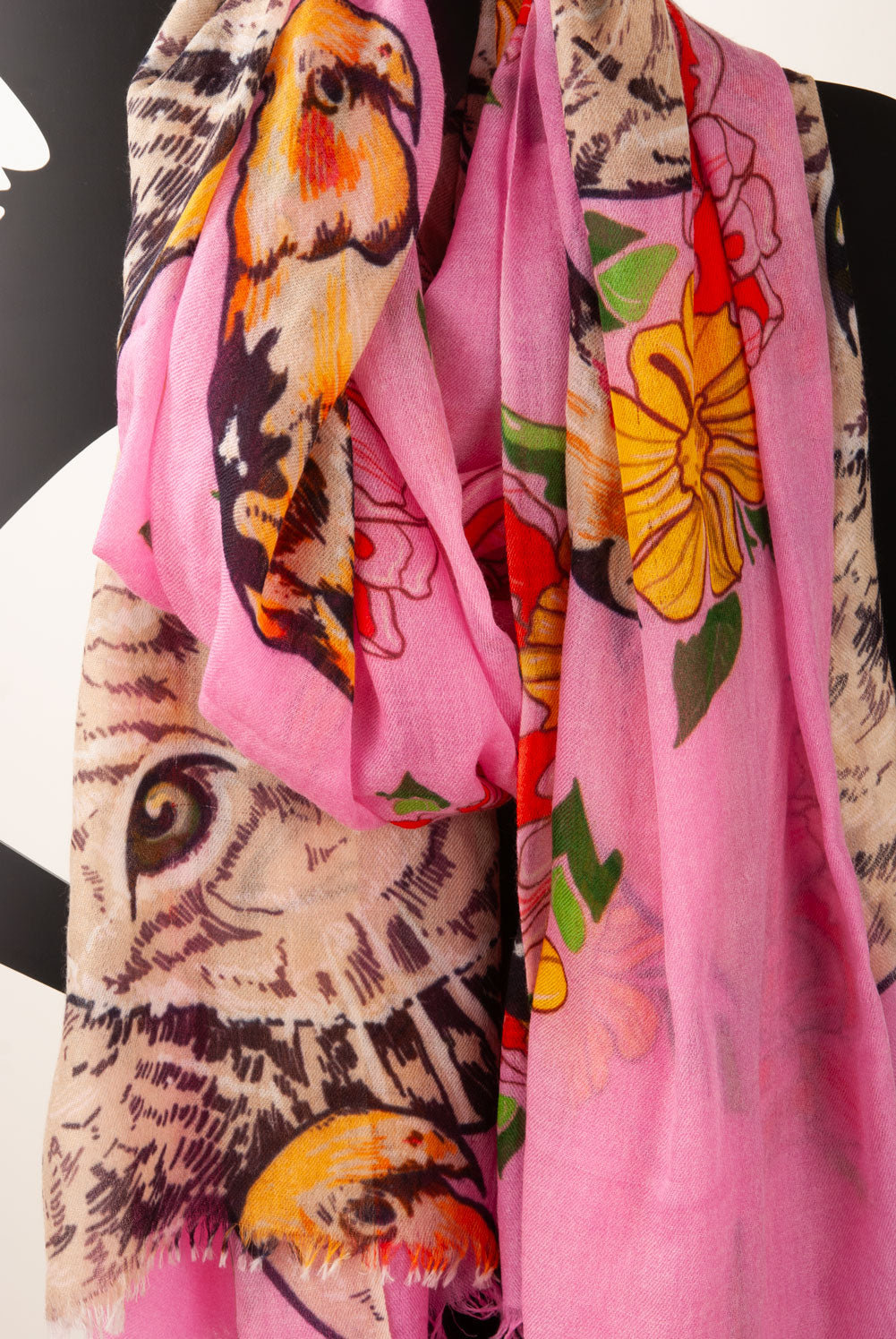 Schal „Katze“ Rosa | Multicolor