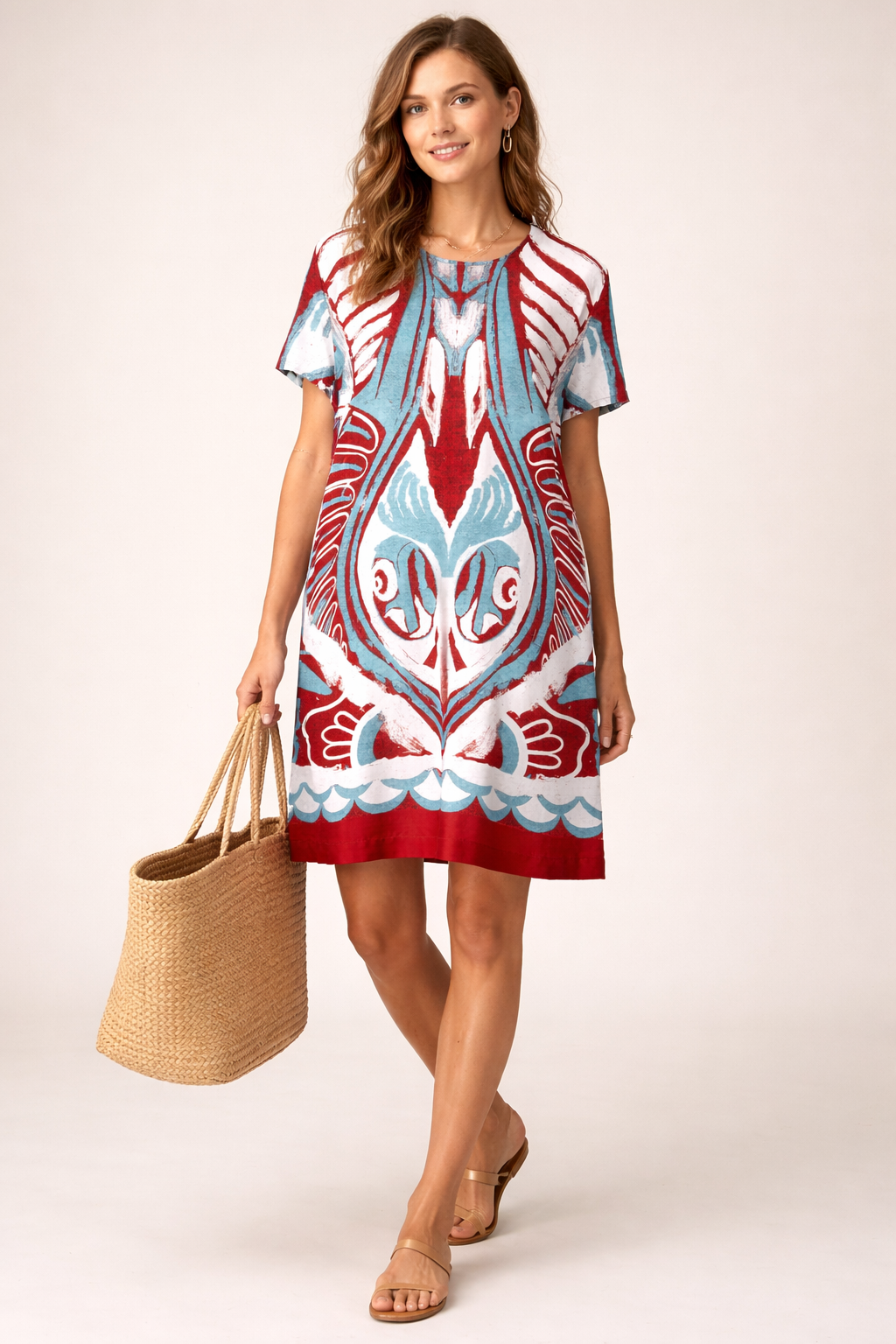 Kleid Rot | Blau | Weiß