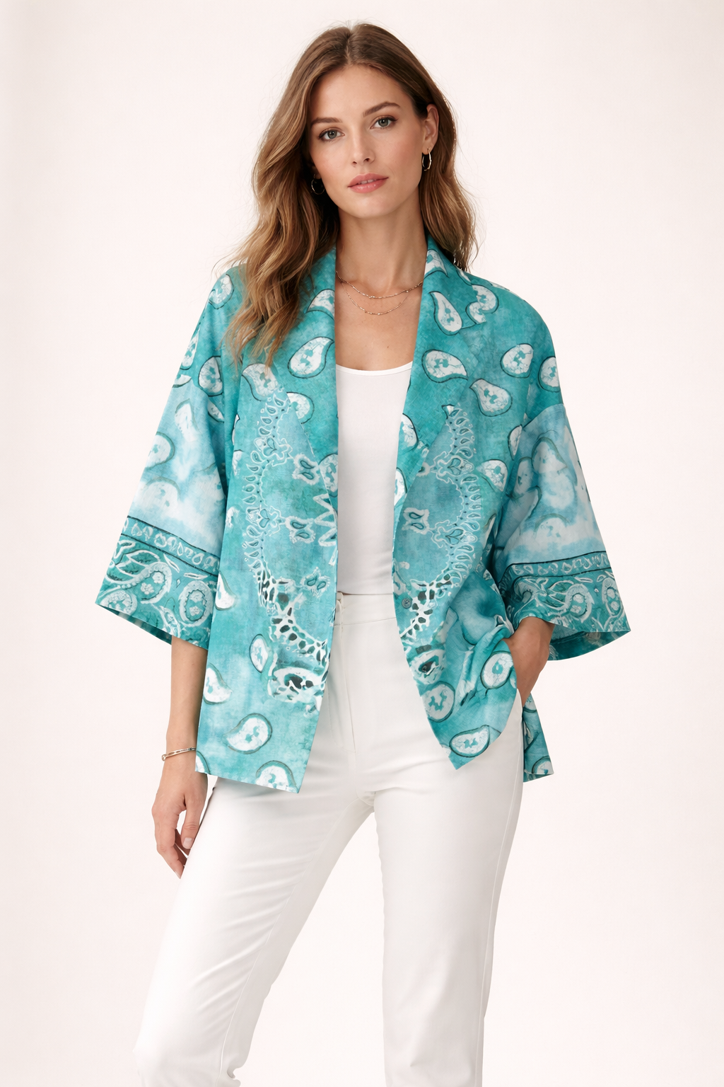 Jacke „Paisley“ Grün | Weiß