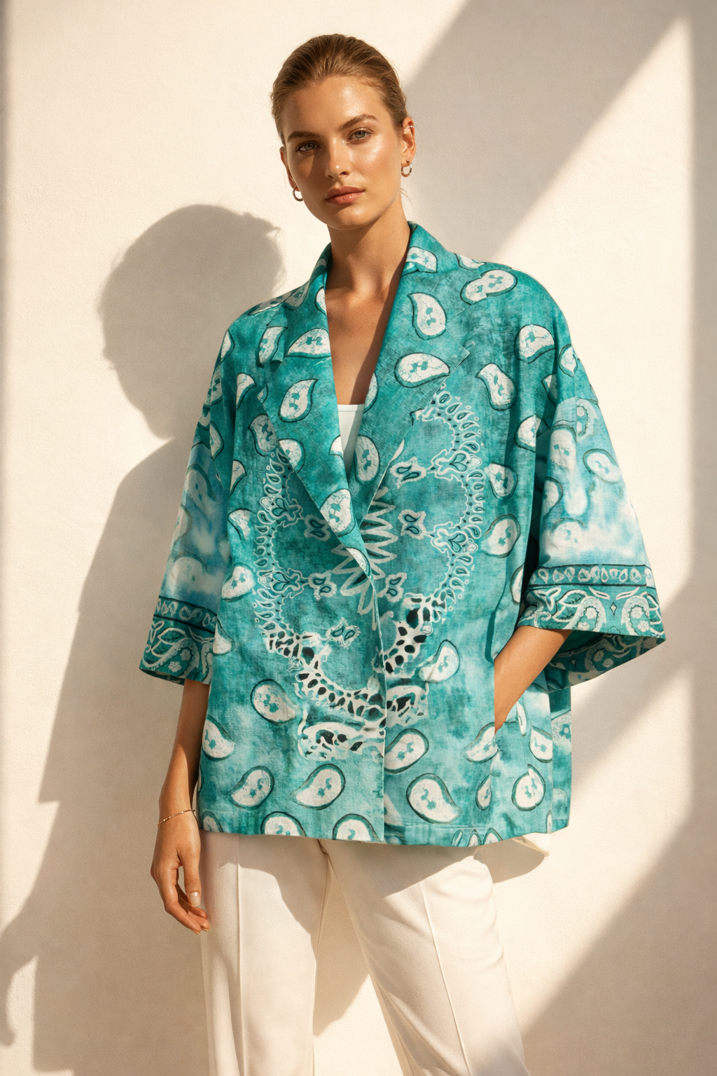 Jacke „Paisley“ Grün | Weiß