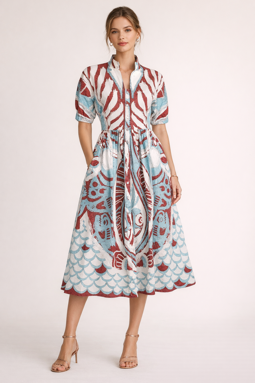 Kleid Weiß | Blau | Rot