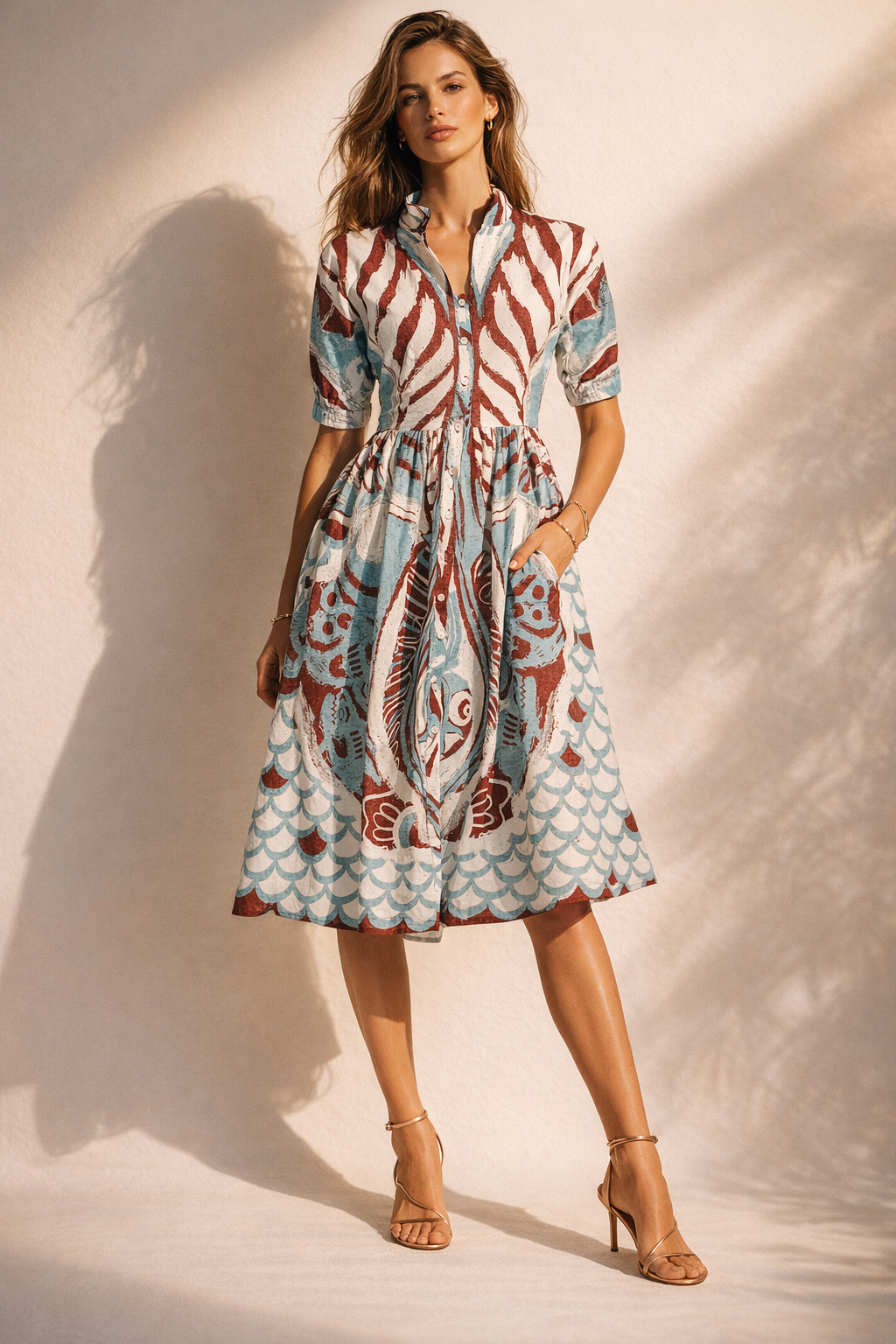 Kleid Weiß | Blau | Rot