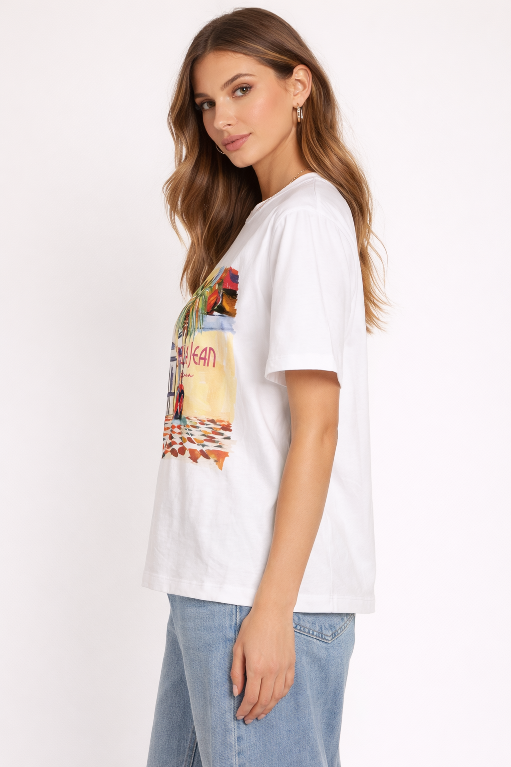 T-Shirt „Palme“ Weiß | Multicolor