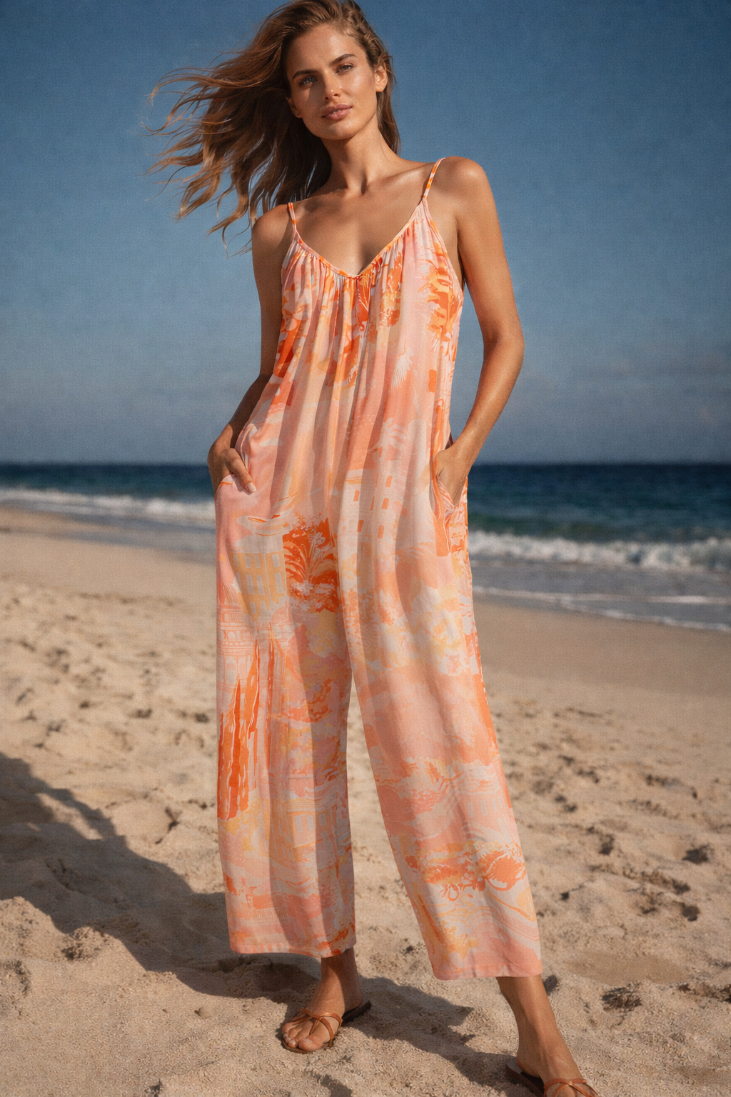 Jump Suit „Landschaft“ Puder | Rosa | Multicolor