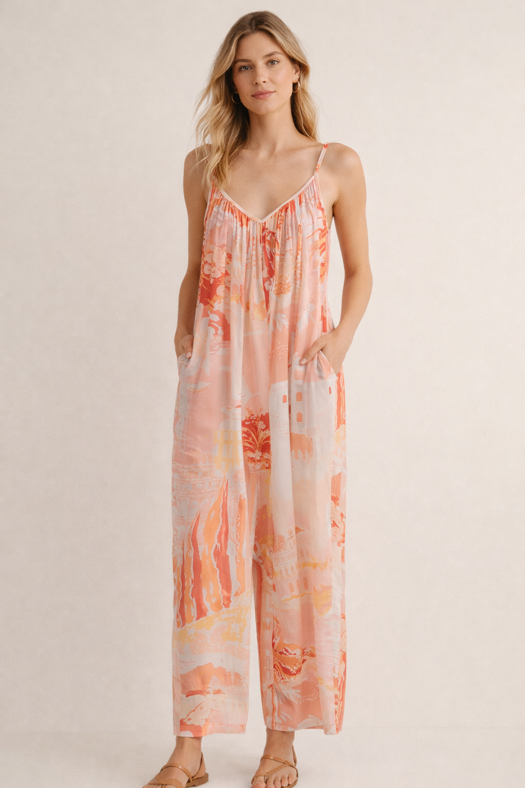 Jump Suit „Landschaft“ Puder | Rosa | Multicolor