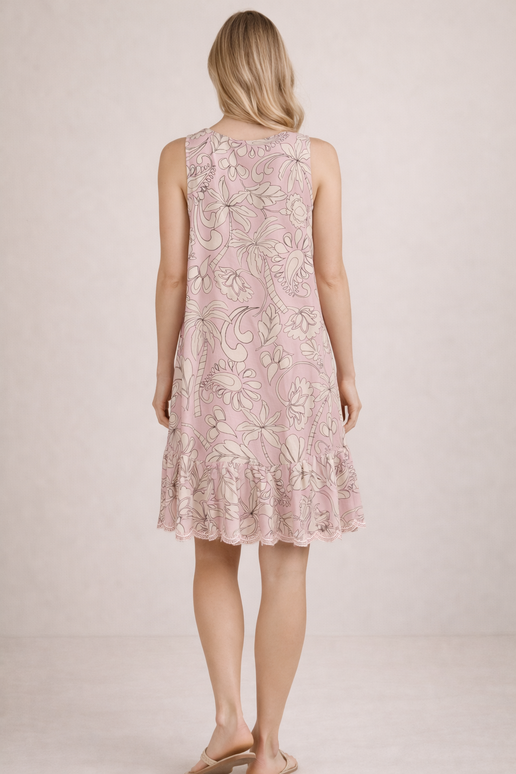 Kleid „Palmen“ Weiß | Schwarz | Rosa