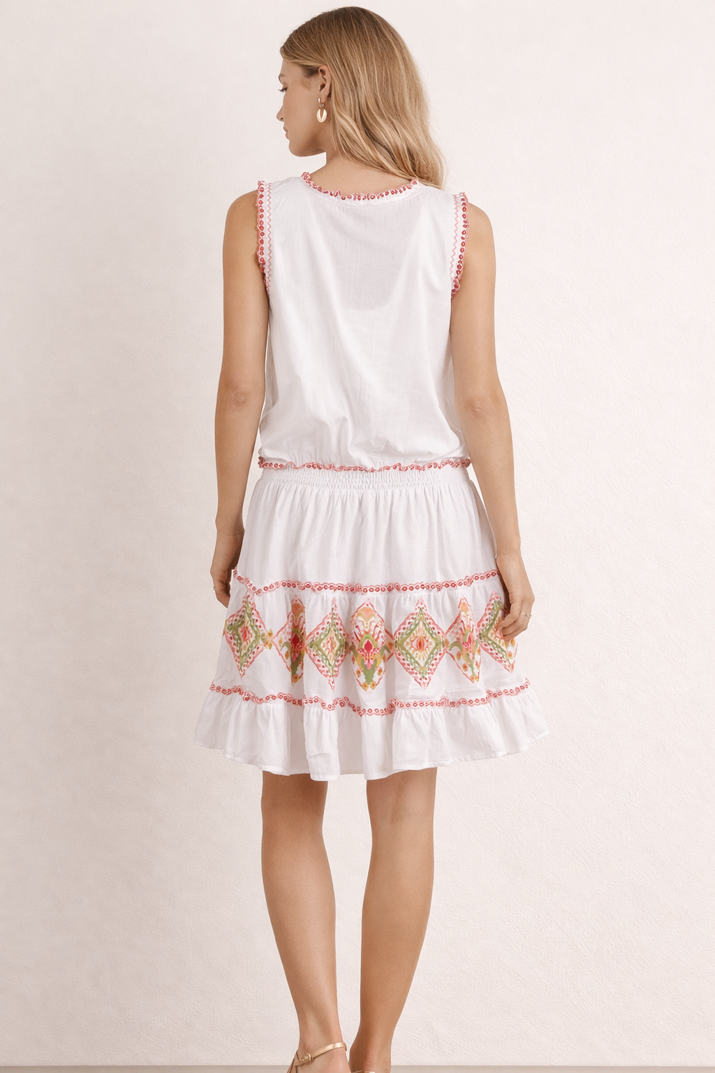 Kleid Weiß | Rot | Multicolor