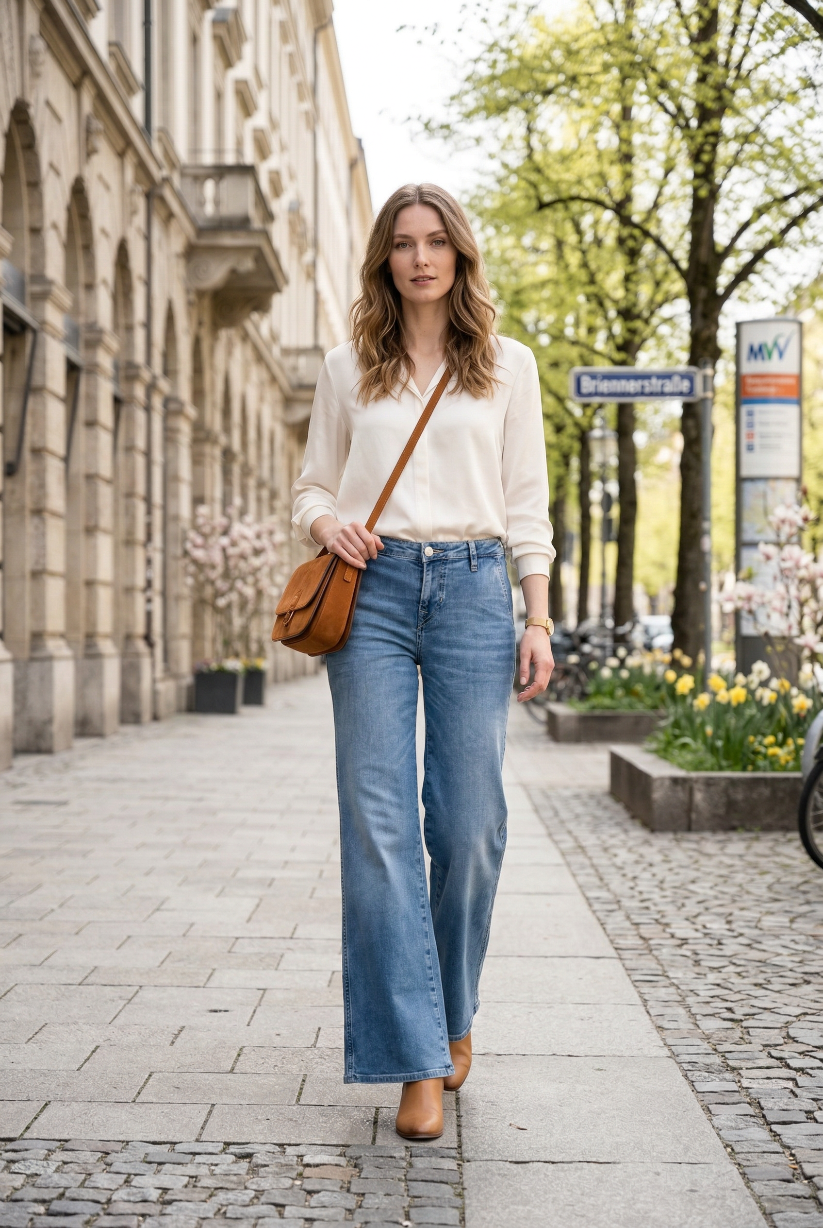 Wide-Leg-Jeans „Lauren“ Blau