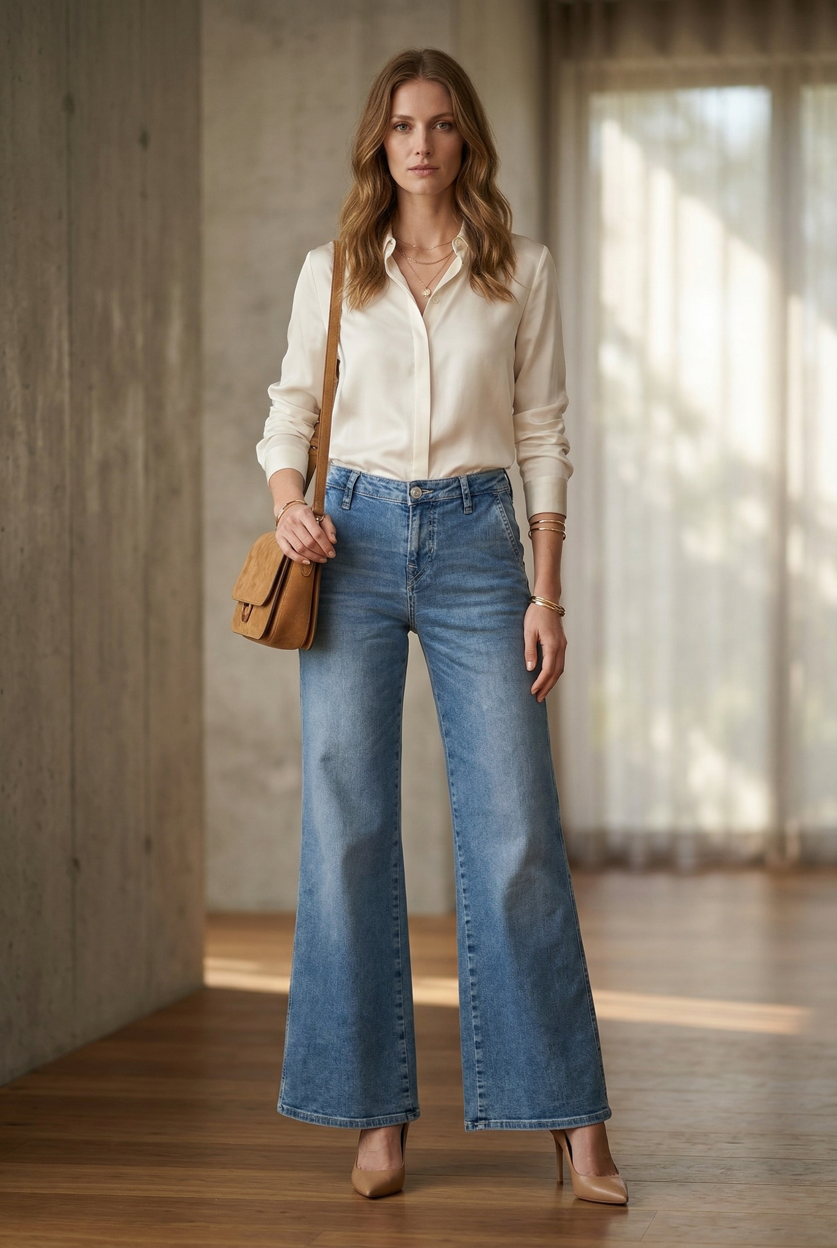 Wide-Leg-Jeans „Lauren“ Blau