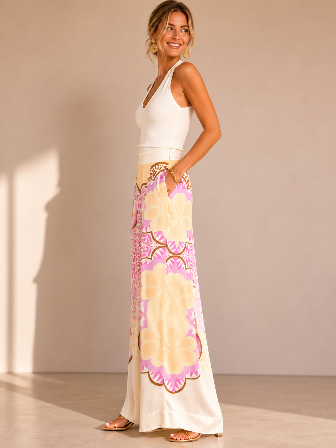 Statement-Hose Pastellgelb | Rosa | Pink