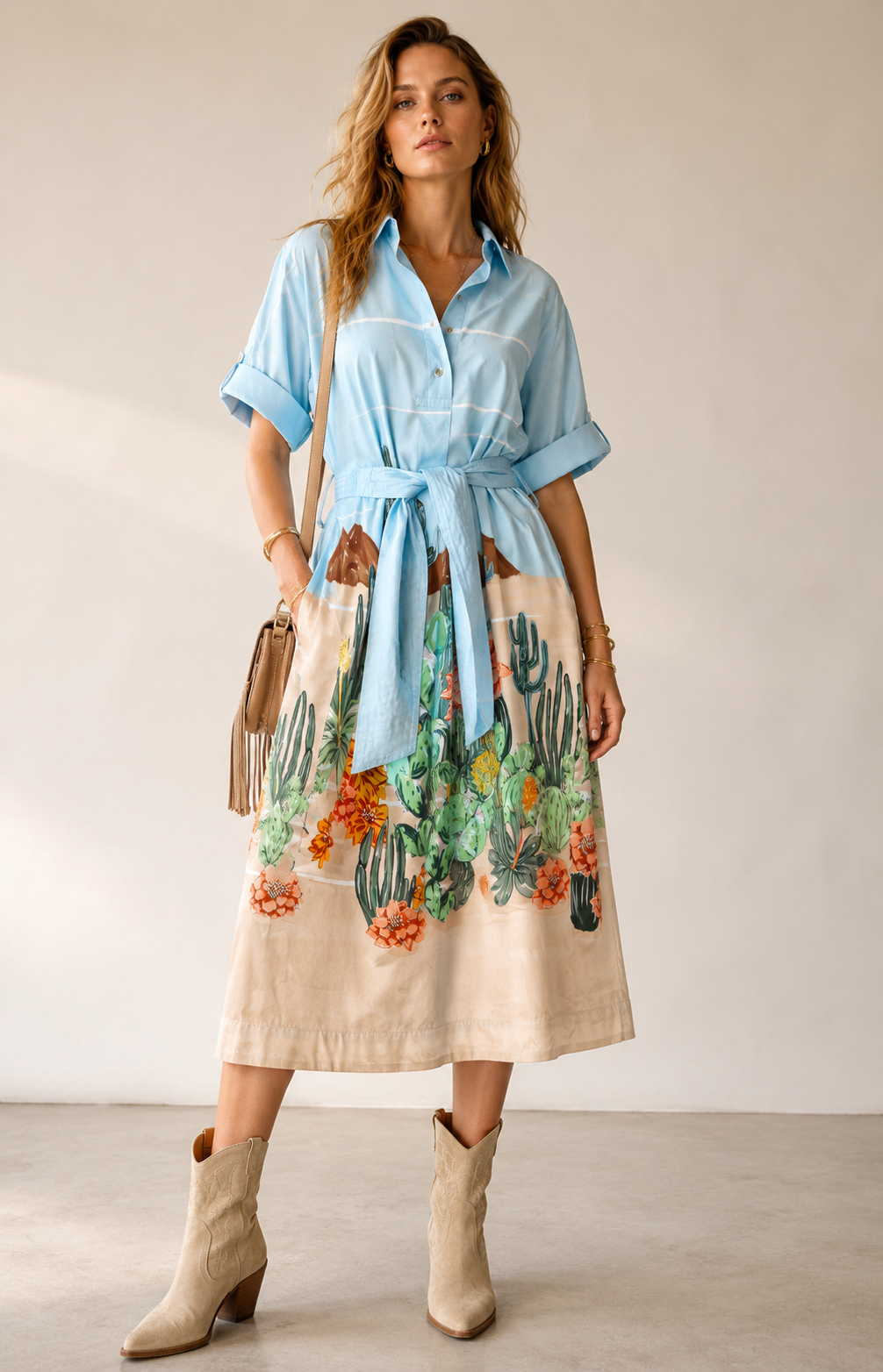 Statement-Hemdblusenkleid Wüsten-Print