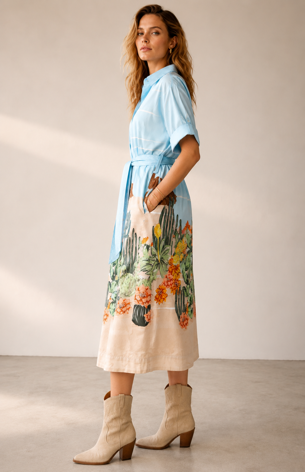 Statement-Hemdblusenkleid Wüsten-Print