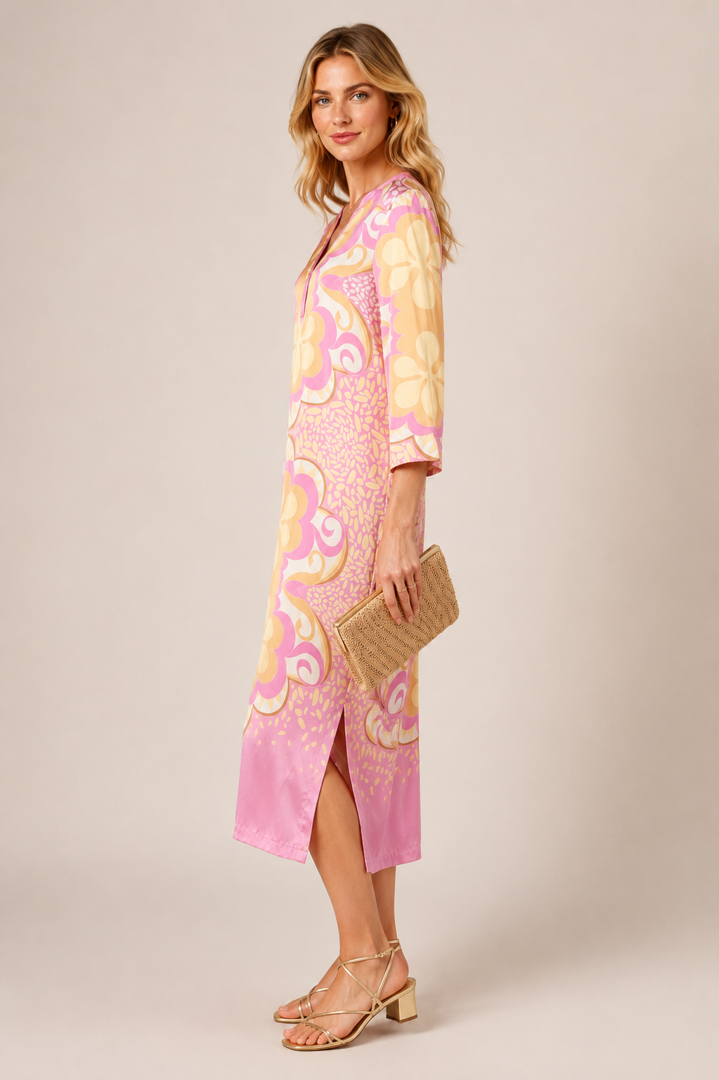Maxikleid „Ombré“ Rosa | Gelb | Multicolor