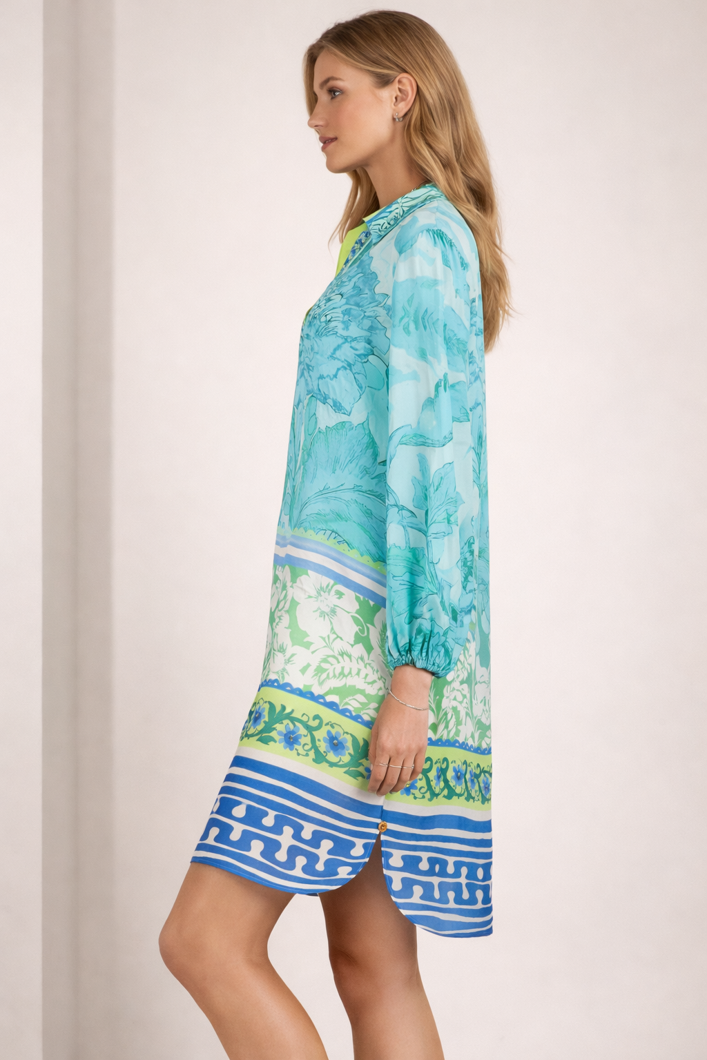 Tunikakleid Türkis | Blau | Limettengrün