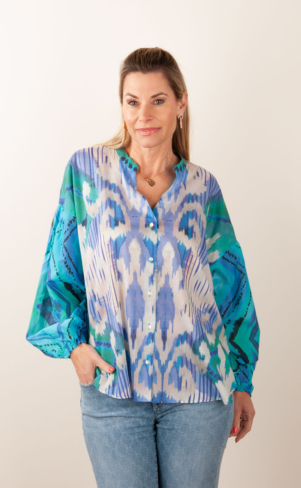 Bluse Blau | Türkis | Multicolor