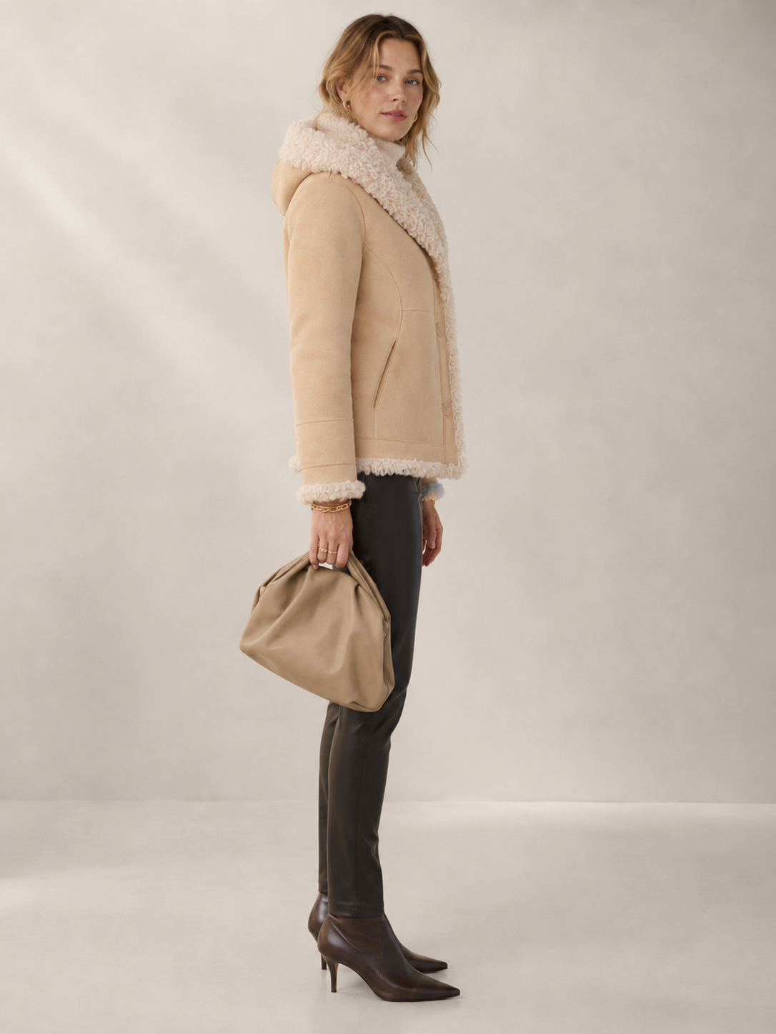 Exklusive Wendejacke „Teddy-Fell“ Beige