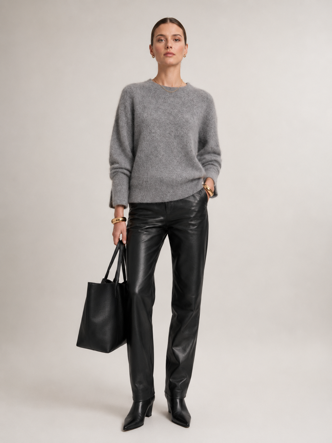 Kaschmir-Pullover „Flauschig“ Grau Meliert