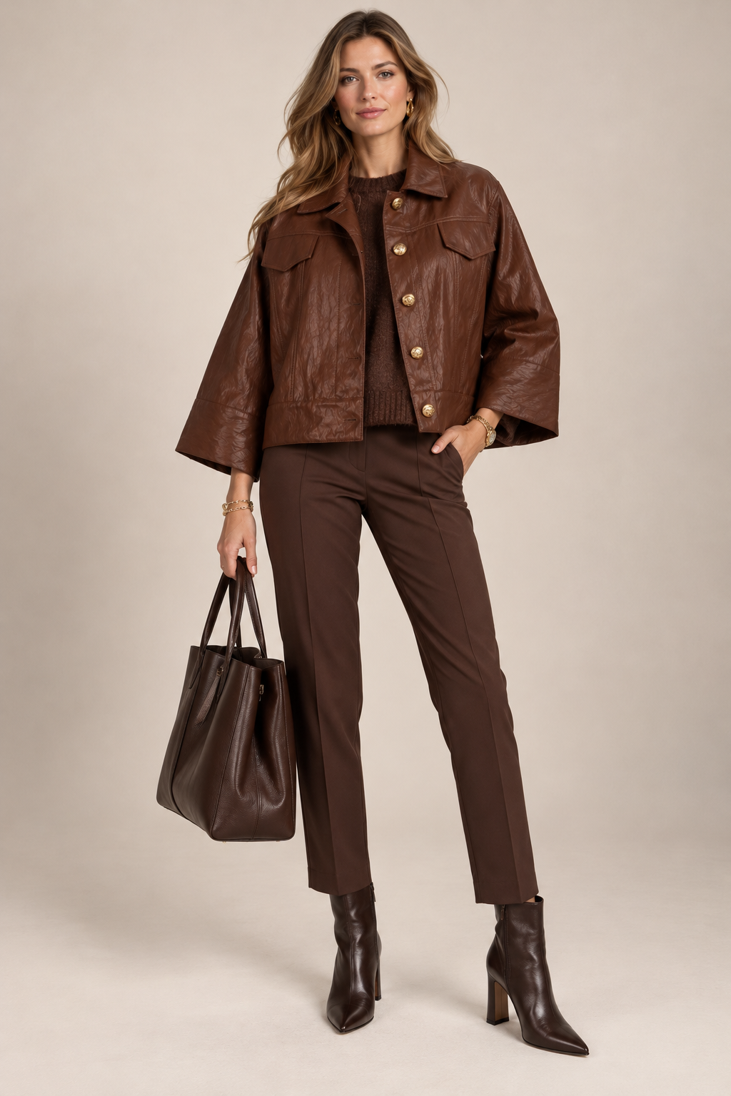Erendira Laboratorio / MODERNER ITALIENISCHER CHIC | KASTIGE JACKE BRAUN / Frontansicht