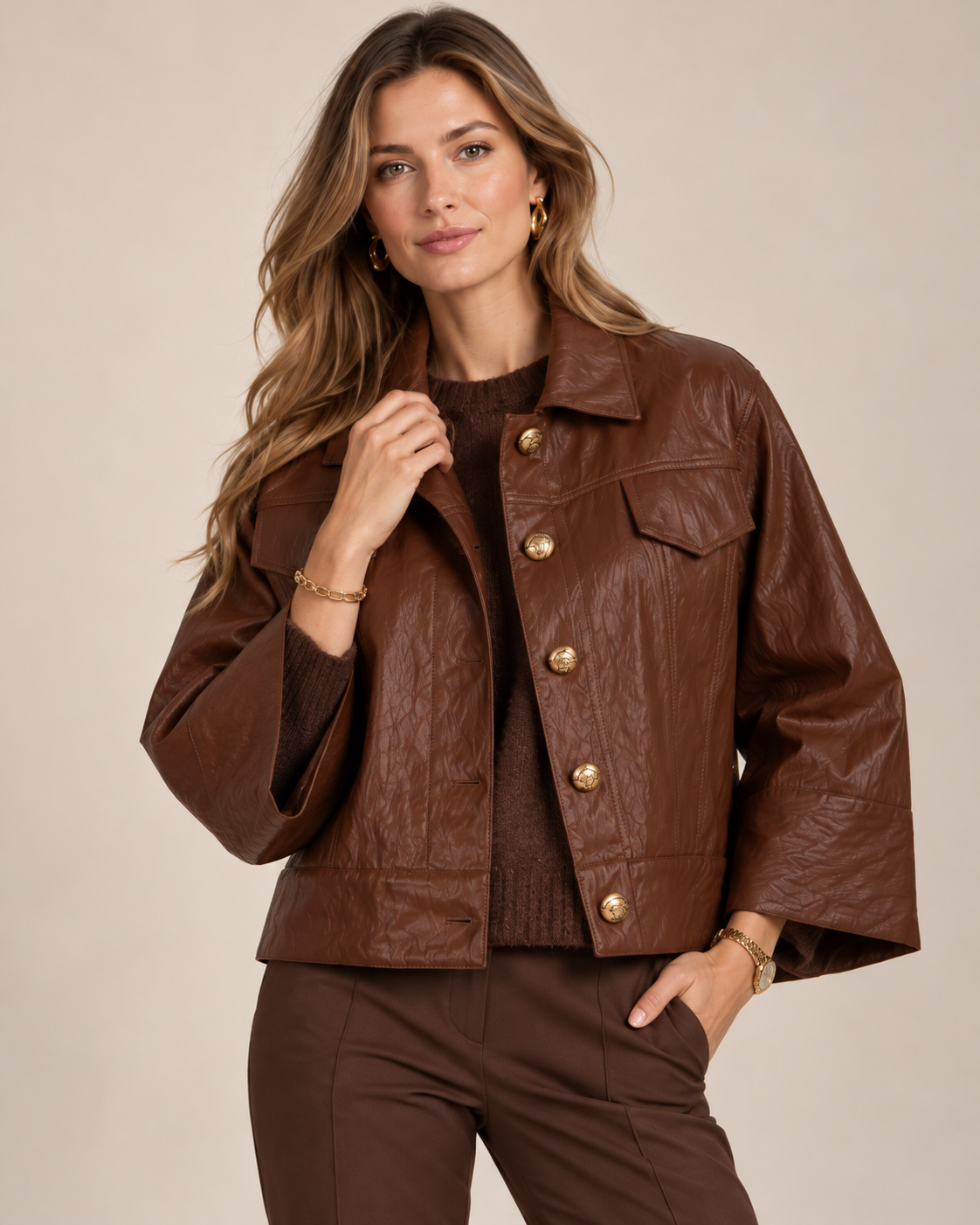 Erendira Laboratorio / MODERNER ITALIENISCHER CHIC | KASTIGE JACKE BRAUN / Zoomansicht