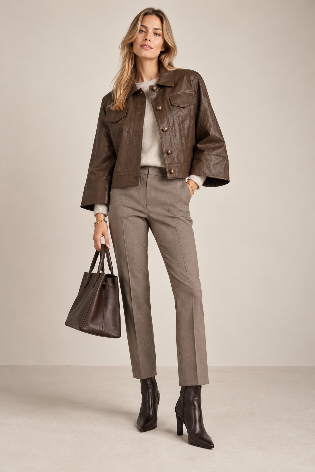 Erendira Laboratorio / MODERNER ITALIENISCHER CHIC | KASTIGE JACKE OLIVGRÜN / Frontansicht