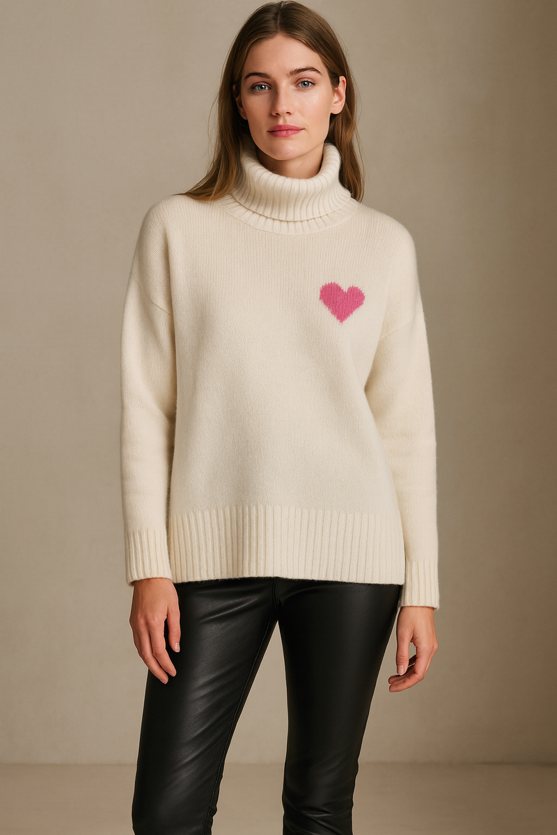 Kaschmir Pullover „Herz“ Offwhite