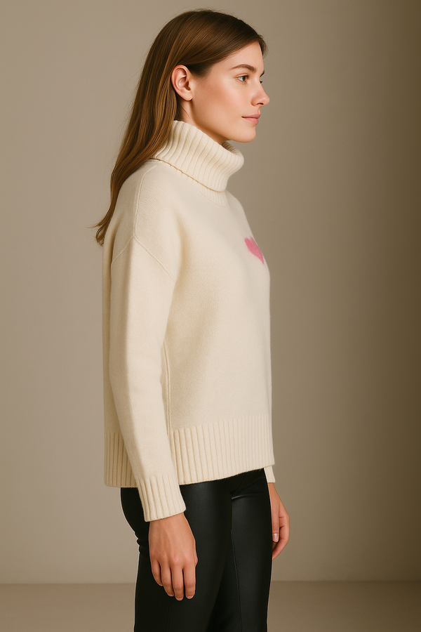 Kaschmir Pullover „Herz“ Offwhite