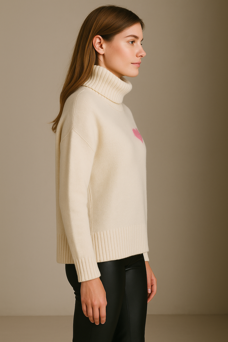 Kaschmir Pullover „Herz“ Offwhite