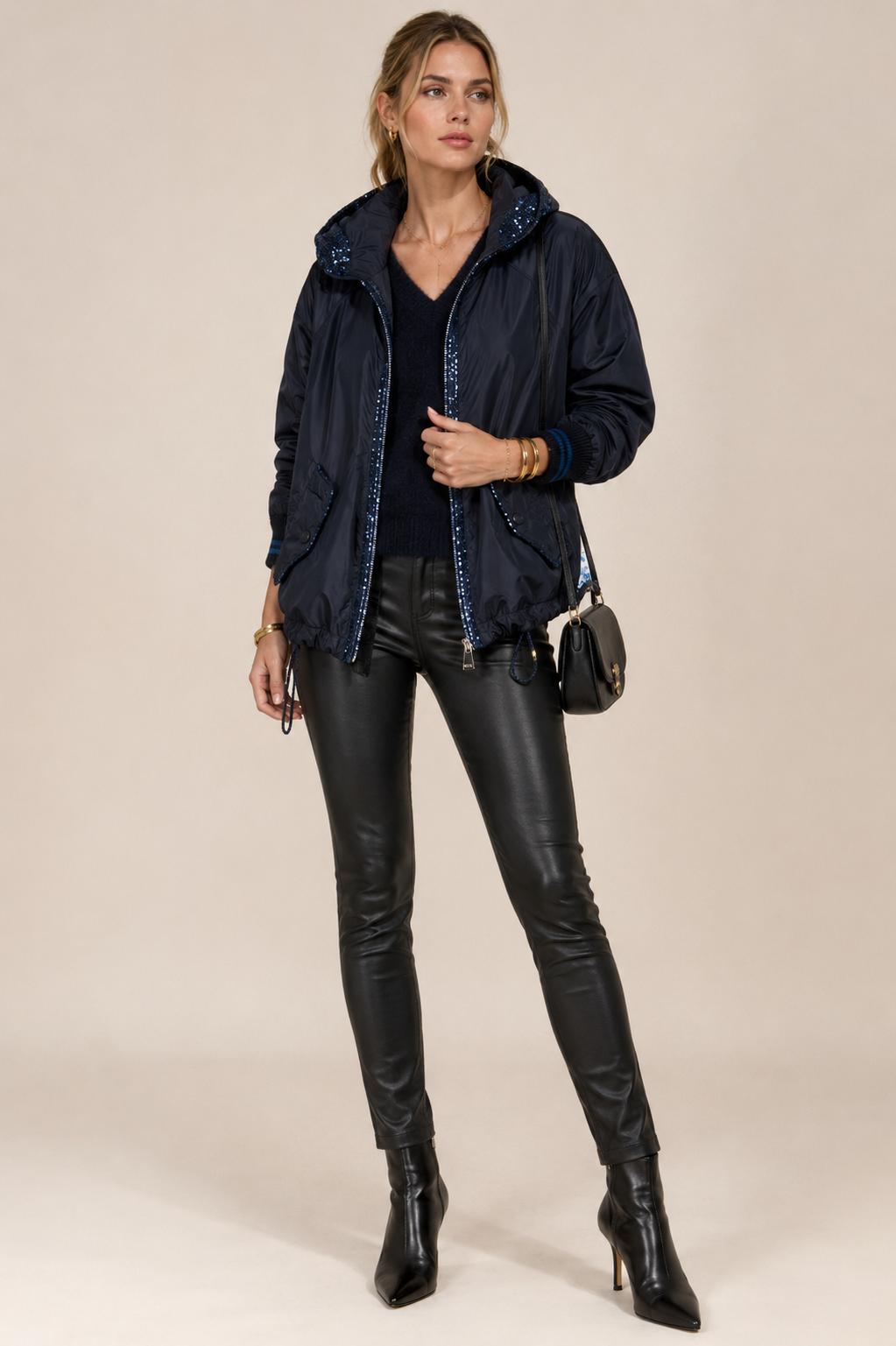 Glamour Jacke „Pailletten“ Dunkelblau