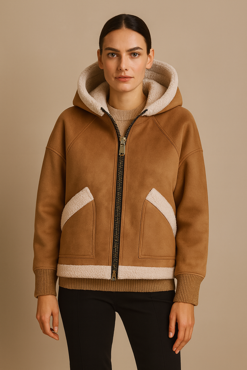 Lammfell-Jacke „Fake-Fur“ Camel | Beige