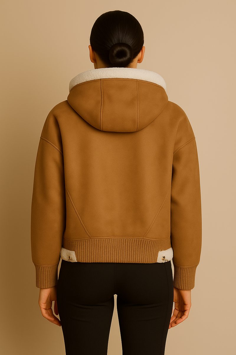 Lammfell-Jacke „Fake-Fur“ Camel | Beige