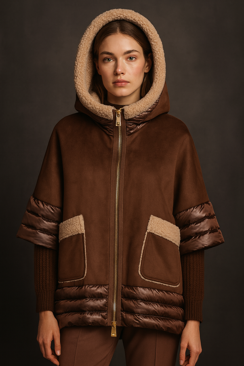 Lammfell-Jacke „Fake-Fur“ Schokobraun