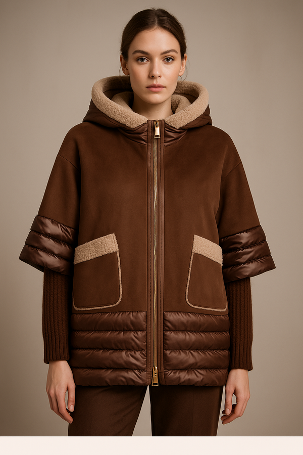 Lammfell-Jacke „Fake-Fur“ Schokobraun