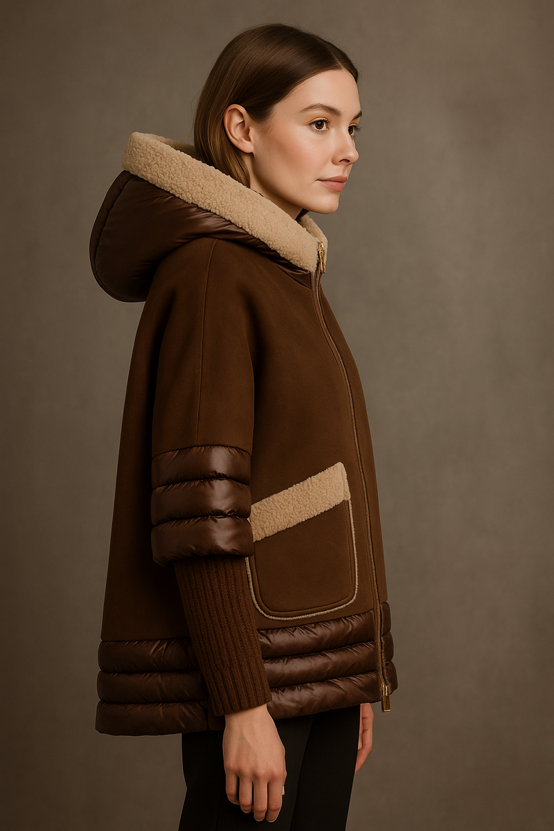 Lammfell-Jacke „Fake-Fur“ Schokobraun