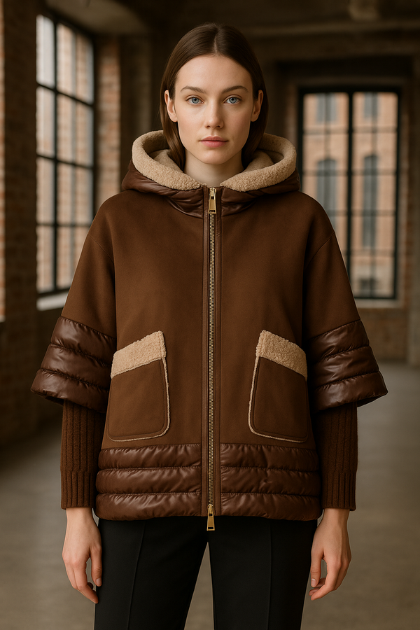 Lammfell-Jacke „Fake-Fur“ Schokobraun