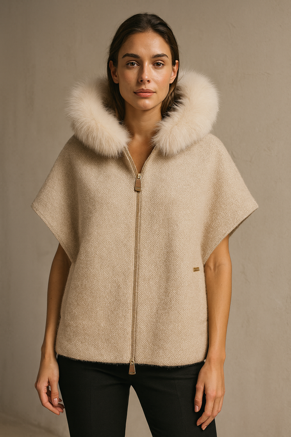 Weste Melange Beige