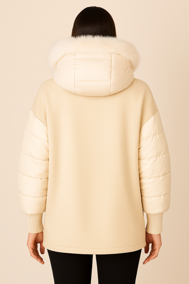 Lammfell-Mantel „Fake Fur“ Creme