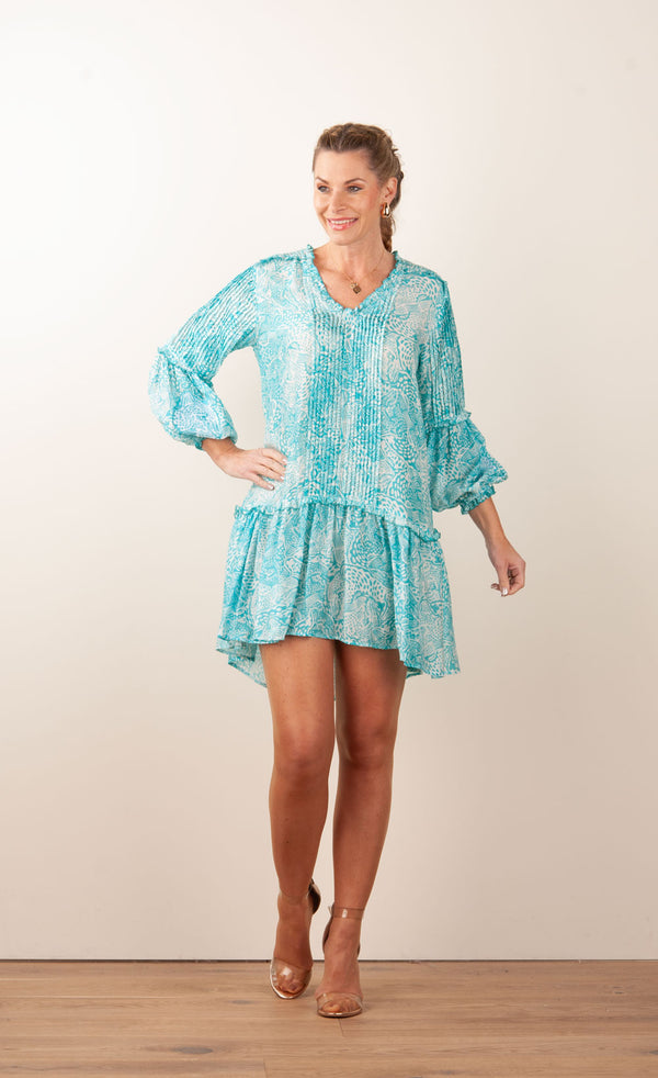 Kleid Türkis | Weiß