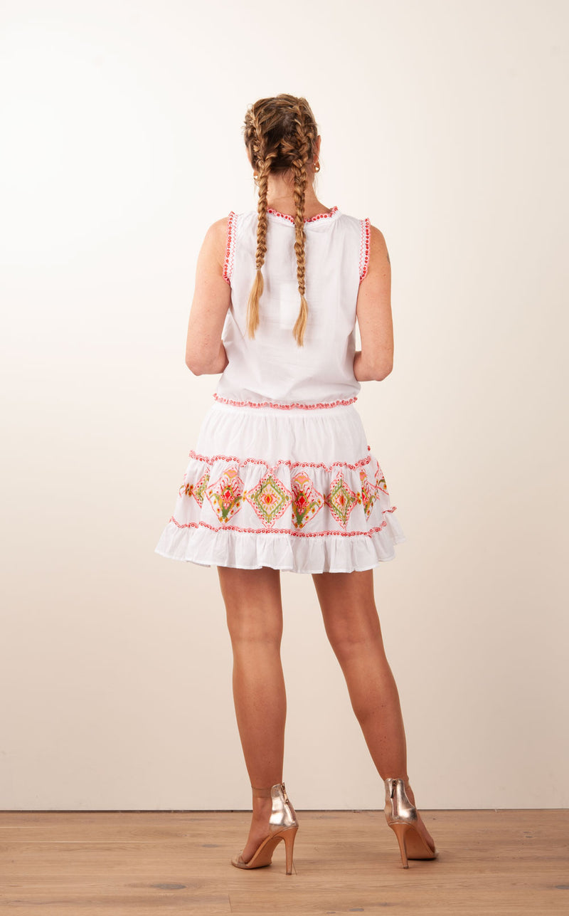 Kleid Weiß | Rot | Pink